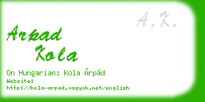 arpad kola business card