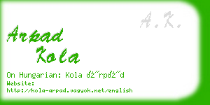 arpad kola business card